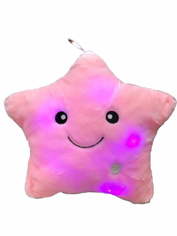 Leuchtendes Sternen-Kissen rosa