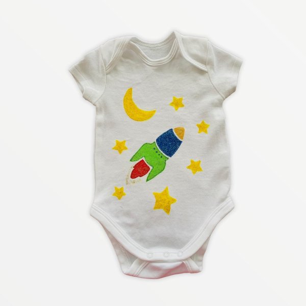Baby-Body Rakete handbemalt